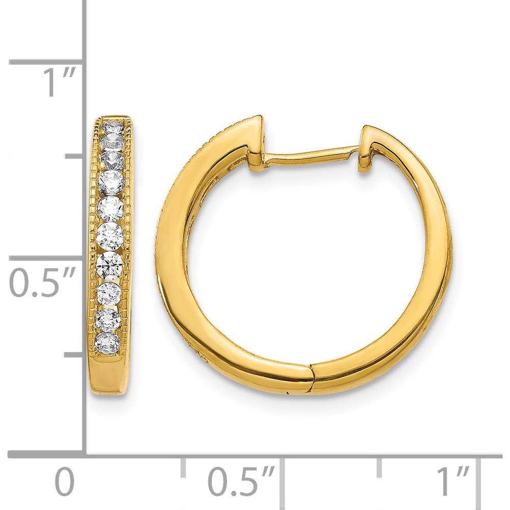 10K Yellow Gold Diamond Hinged Hoop Earrings with 0.50 Carat Total Diamond Weight by Oro Pregiato