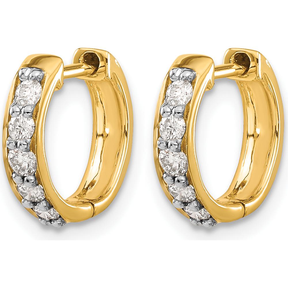 10K Yellow Gold Diamond Hinged Hoop Earrings with 1/2 Carat Total Diamond Weight by Oro Pregiato