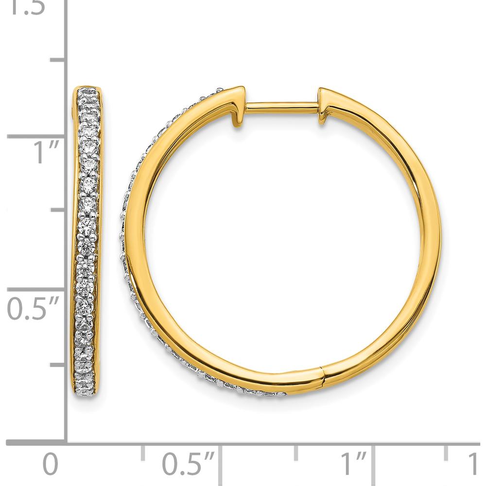 10K Yellow Gold Diamond Hinged Hoop Earrings with Diamond Accents - 0.50 Carat Total Diamond Weight by Oro Pregiato