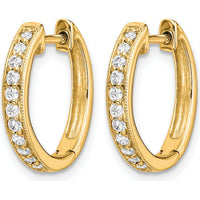10K Yellow Gold Diamond Hinged Hoop Earrings with Milgrain Detail - 0.24 Carat Total Diamond Weight by Oro Pregiato