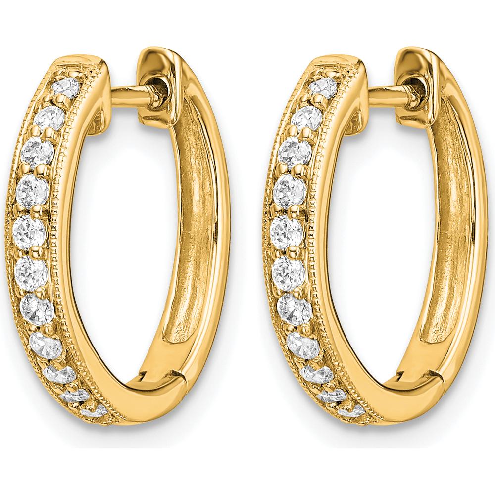 10K Yellow Gold Diamond Hinged Hoop Earrings with Milgrain Detail - 0.24 Carat Total Diamond Weight by Oro Pregiato