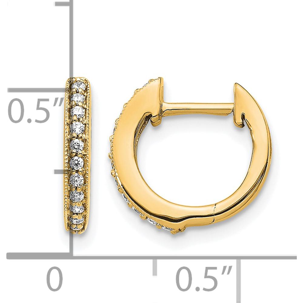 10K Yellow Gold Diamond Hinged Hoop Earrings with Milgrain Detail - 0.24 Carat Total Diamond Weight by Oro Pregiato