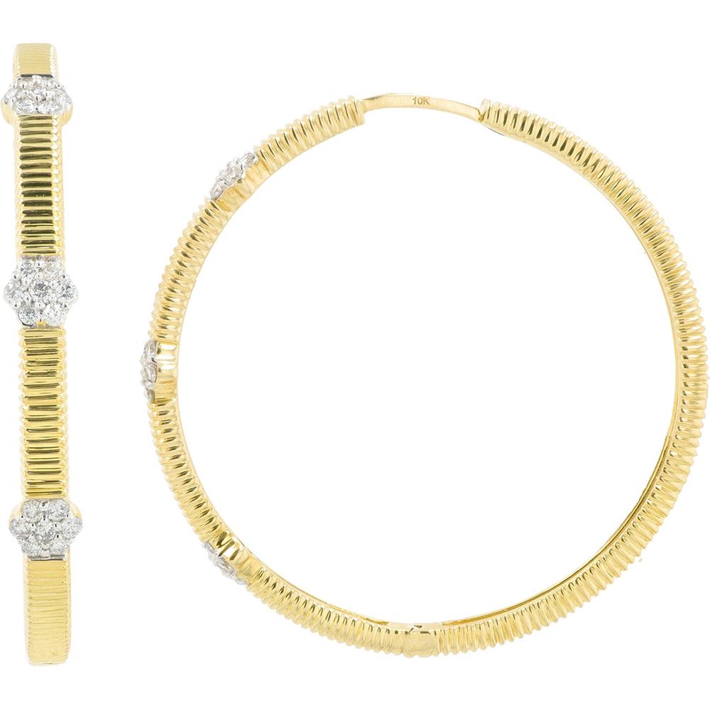 10K Yellow Gold Diamond Hoop Earrings - 0.50 Carat Total Diamond Weight