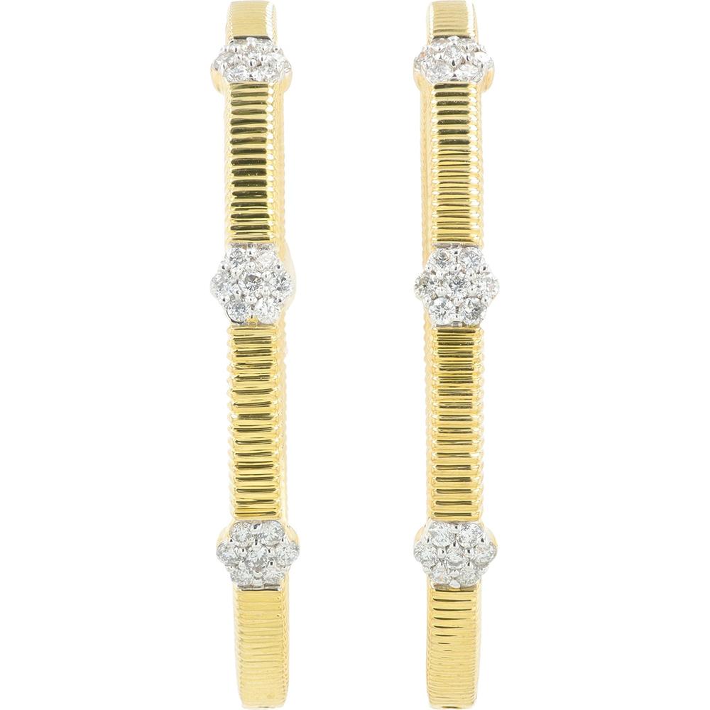 10K Yellow Gold Diamond Hoop Earrings - 0.50 Carat Total Diamond Weight