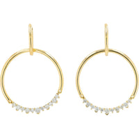10K Yellow Gold Diamond Hoop Earrings - 0.75 Carat Total Diamond Weight