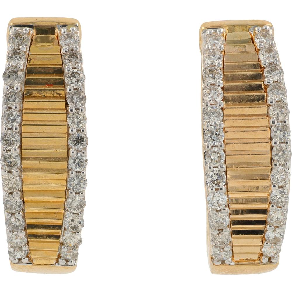10K Yellow Gold Diamond Hoop Earrings with 0.50 Carat Total Diamond Weight