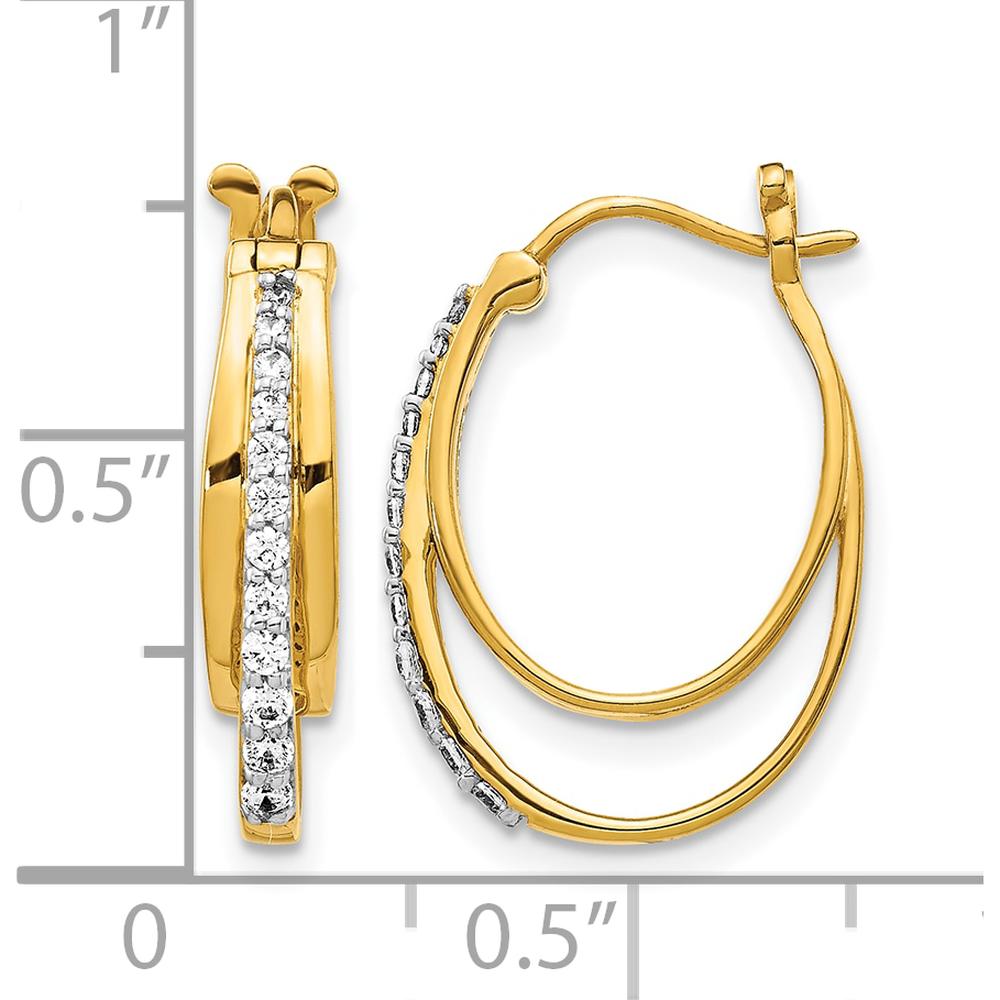 10K Yellow Gold Diamond Hoop Earrings with Round Diamonds - 0.30 Carat Total Diamond Weight by Oro Pregiato