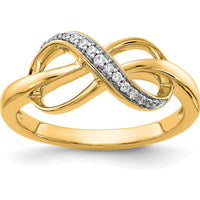 10K Yellow Gold Diamond Infinity Ring - Polished Finish with Brilliant Cut Diamonds by 0