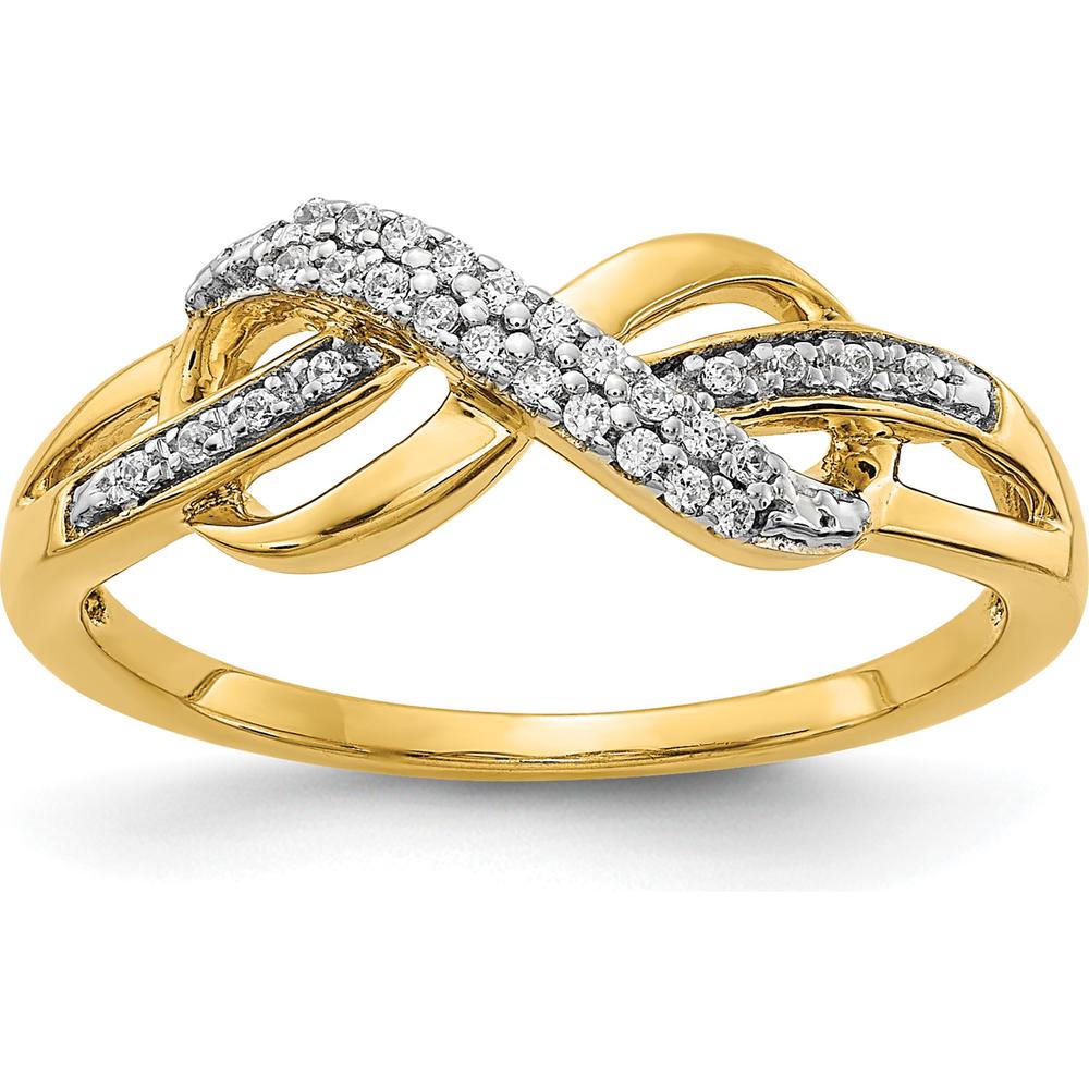 10K Yellow Gold Diamond Infinity Symbol Ring with Pave Diamonds - 0.30 Carat Total Diamond Weight by 0