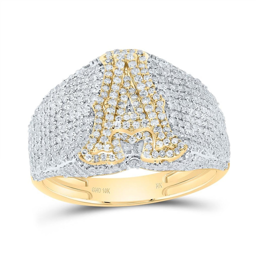 10K Yellow Gold Diamond Initial A Ring - 1 5/8 Carat Total Diamond Weight