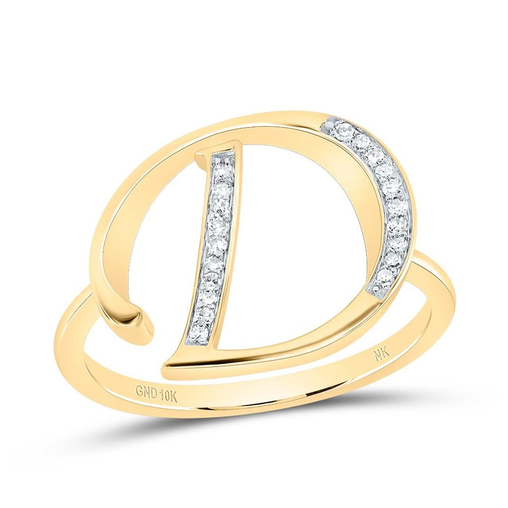 10K Yellow Gold Diamond Initial D Ring - 1/10 Carat Total Diamond Weight