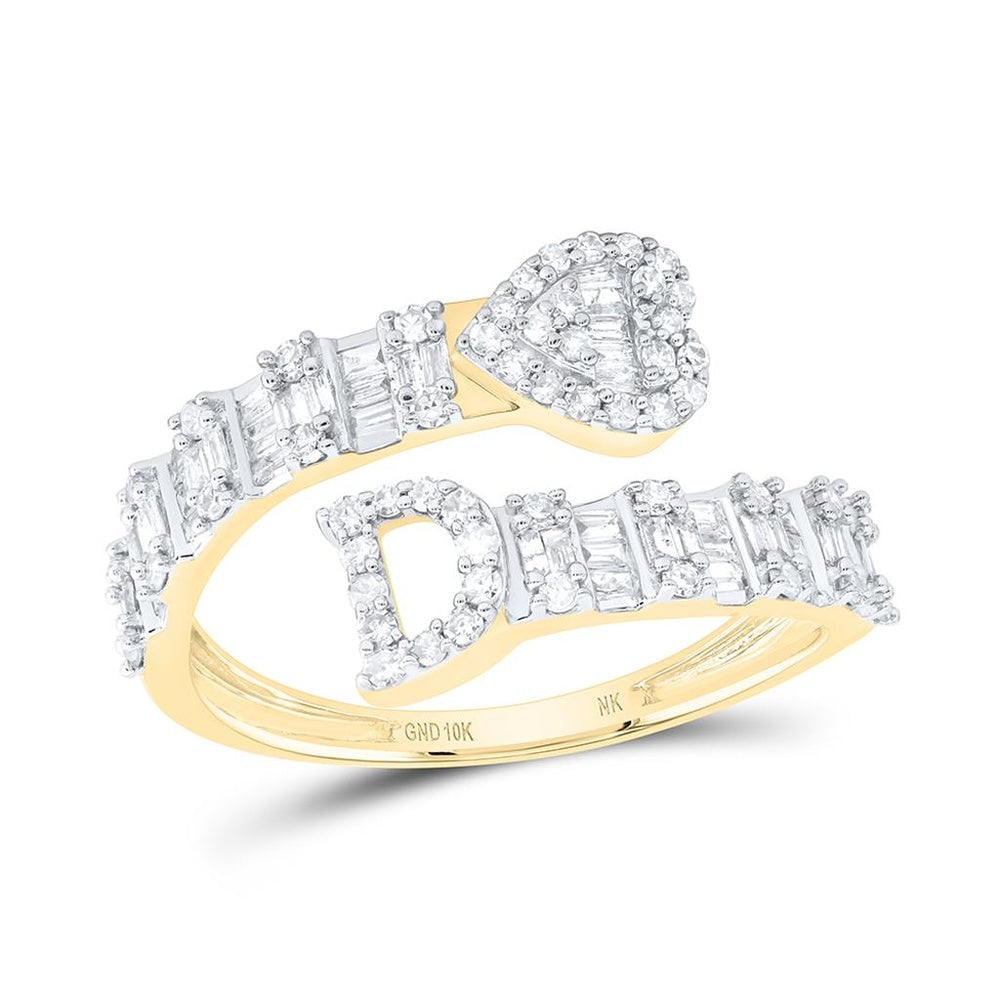 10K Yellow Gold Diamond Initial D Ring - 1/2 Carat Total Diamond Weight