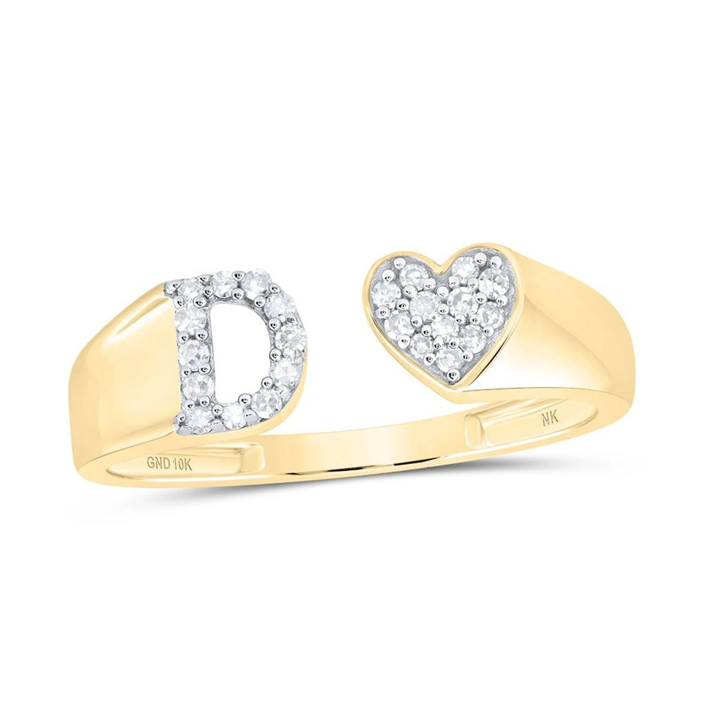 10K Yellow Gold Diamond Initial D Ring - 1/8 Carat Total Diamond Weight