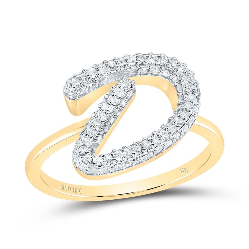 10K Yellow Gold Diamond Initial D Ring - 3/8 Carat Total Diamond Weight