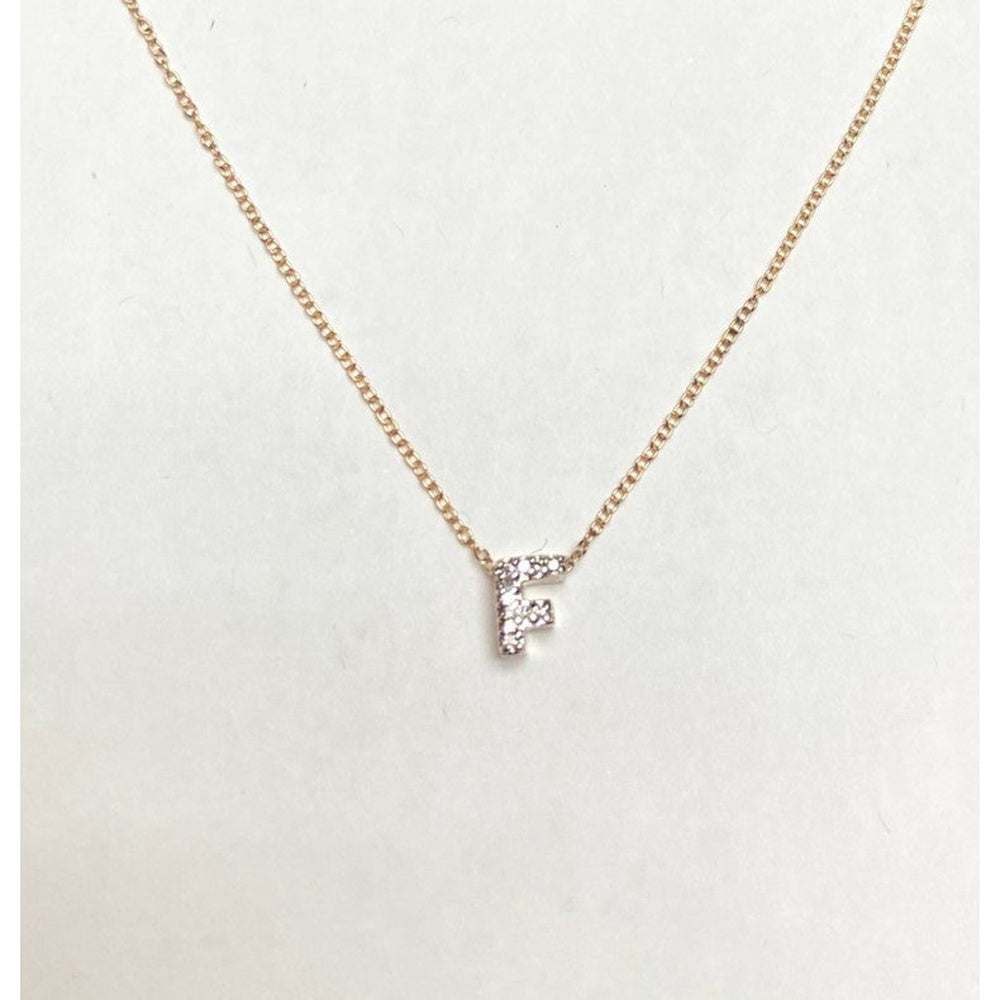 10K Yellow Gold Diamond Initial "F" Pendant with Round Brilliant Cut Diamonds - 0.05 Carat Total Diamond Weight by Auriventus