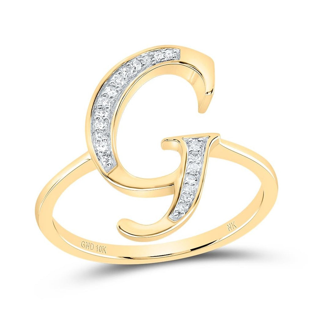 10K Yellow Gold Diamond Initial G Ring - 1/10 Carat Total Diamond Weight