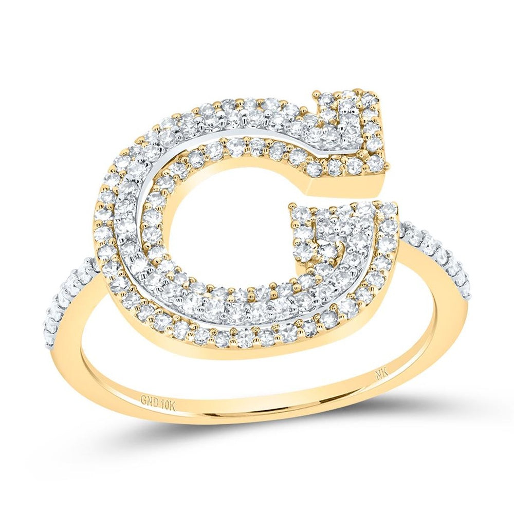 10K Yellow Gold Diamond Initial G Ring - 1/2 Carat Total Diamond Weight