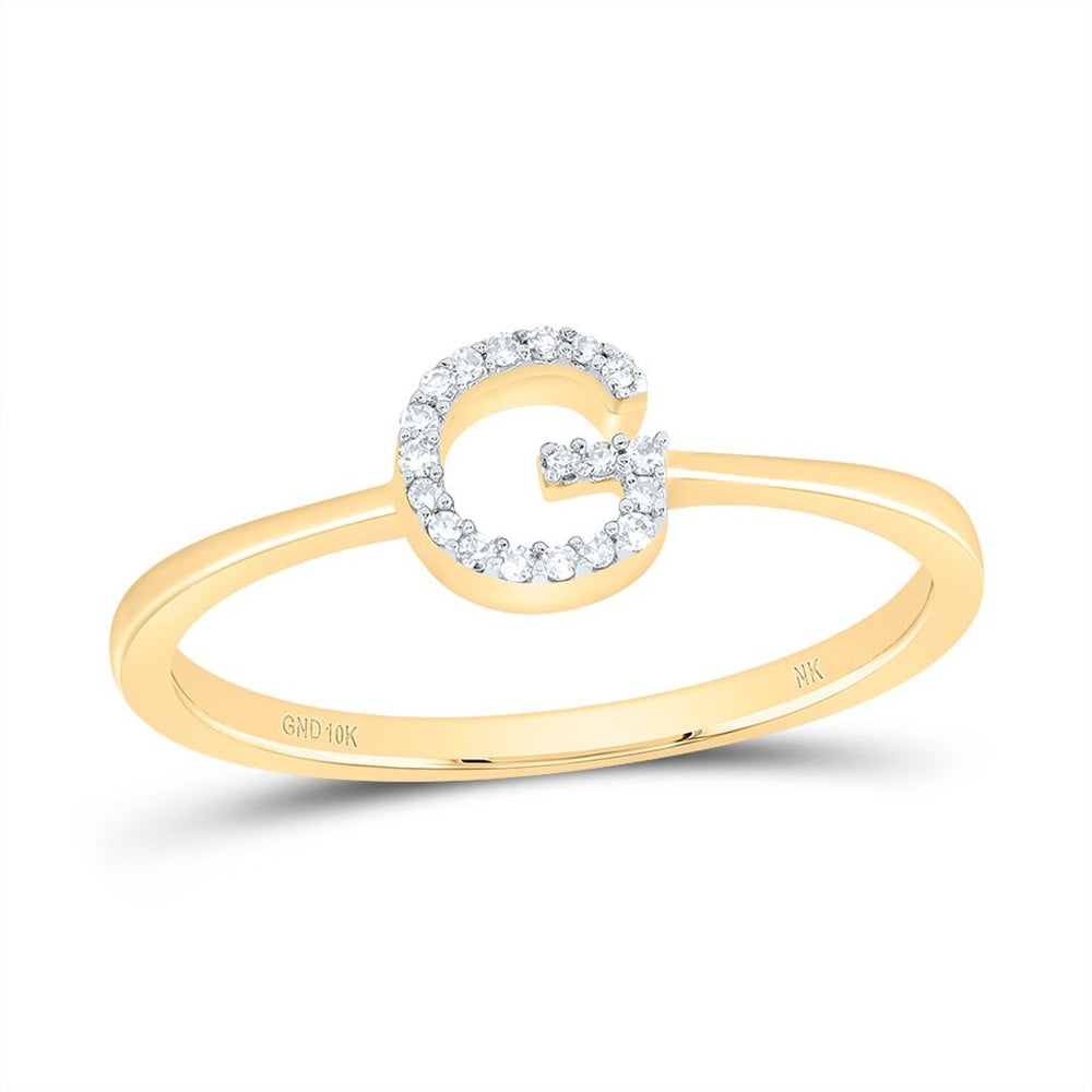10K Yellow Gold Diamond Initial G Ring - 1/20 Carat Total Diamond Weight