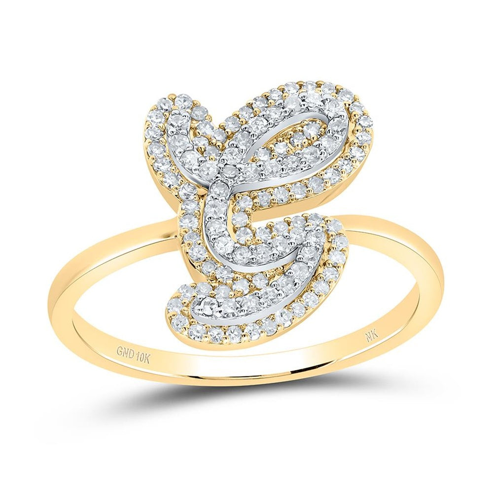 10K Yellow Gold Diamond Initial G Ring - 1/3 Carat Total Diamond Weight