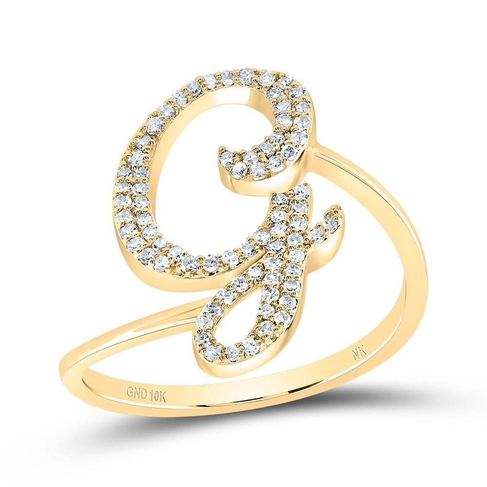 10K Yellow Gold Diamond Initial G Ring - 1/4 Carat Total Diamond Weight