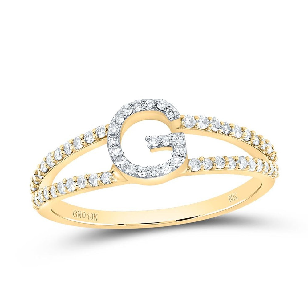 10K Yellow Gold Diamond Initial G Ring - 1/4 Carat Total Diamond Weight