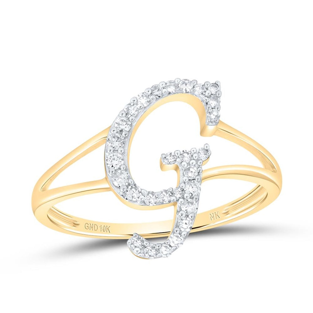 10K Yellow Gold Diamond Initial G Ring - 1/5 Carat Total Diamond Weight