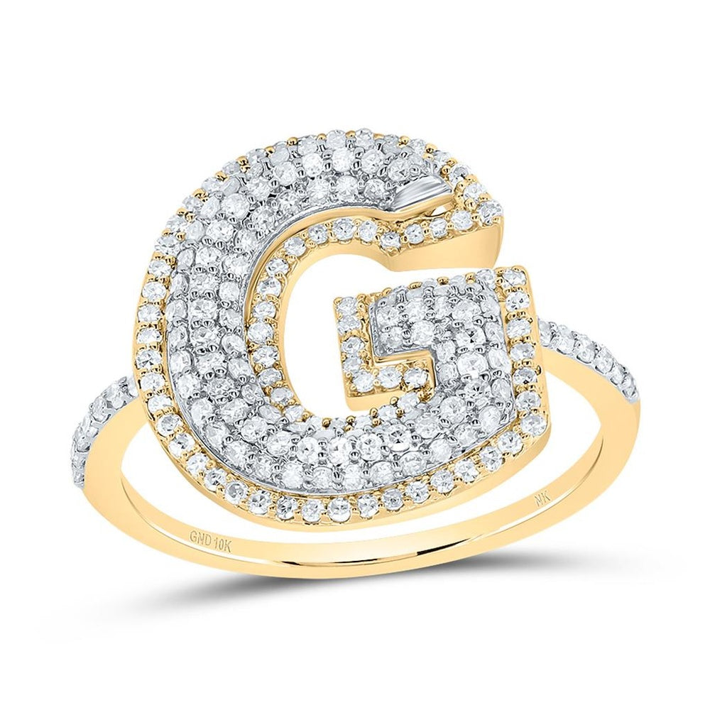 10K Yellow Gold Diamond Initial G Ring - 5/8 Carat Total Diamond Weight