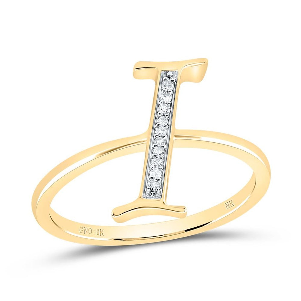 10K Yellow Gold Diamond Initial I Ring - 1/20 Carat Total Diamond Weight
