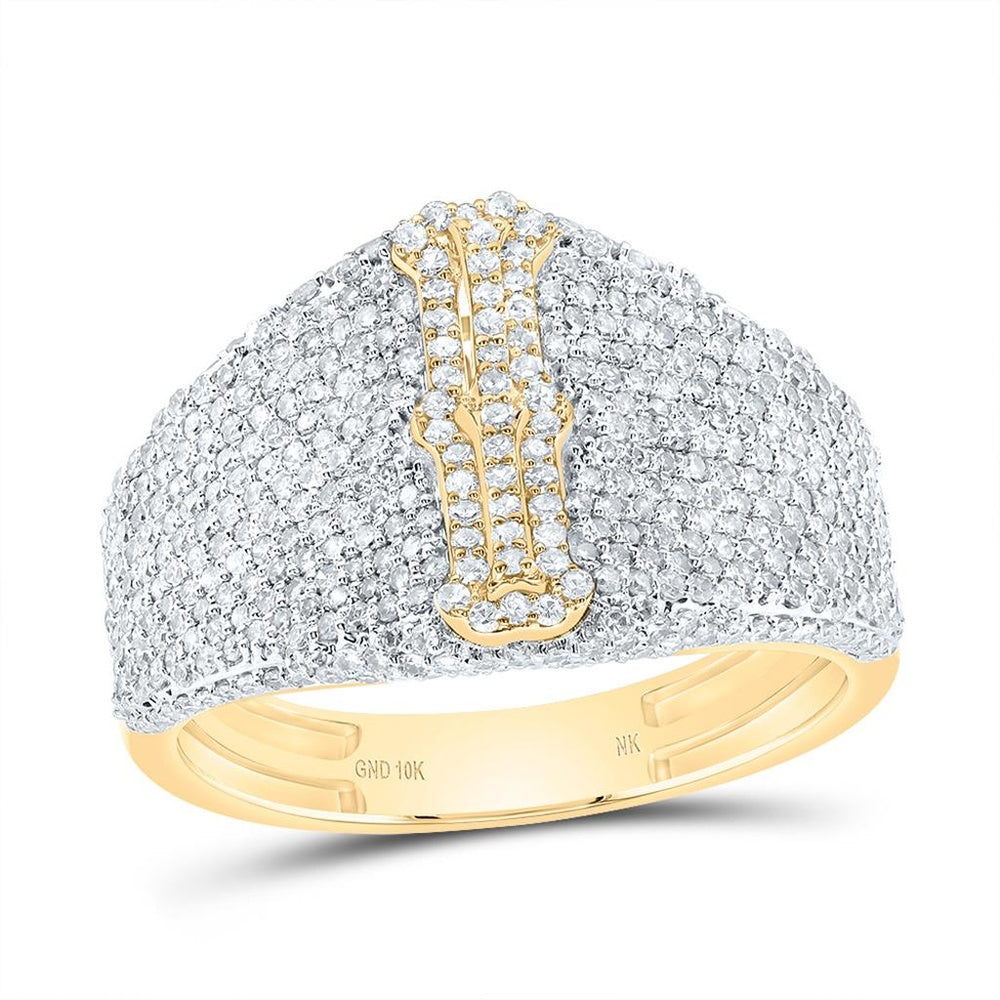 10K Yellow Gold Diamond Initial I Ring - 1 5/8 Carat Total Diamond Weight