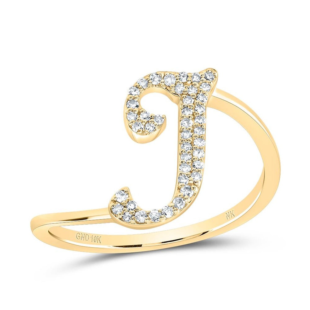 10K Yellow Gold Diamond Initial I Ring - 1/8 Carat Total Diamond Weight
