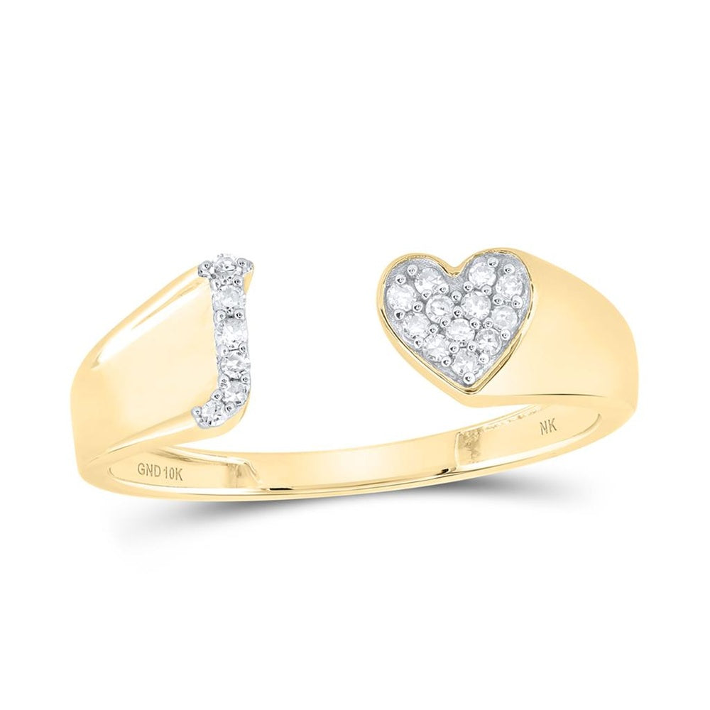 10K Yellow Gold Diamond Initial J Ring - 1/10 Carat Total Diamond Weight