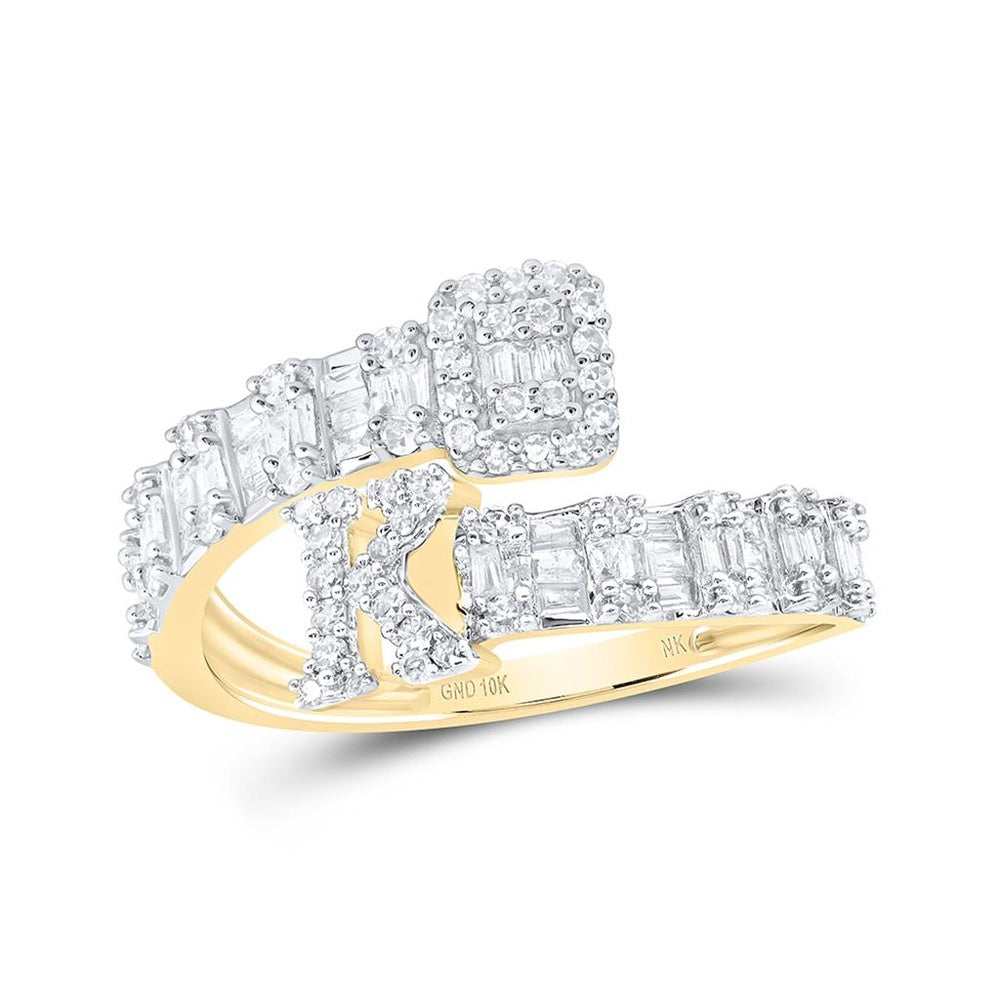 10K Yellow Gold Diamond Initial K Ring - 5/8 Carat Total Diamond Weight