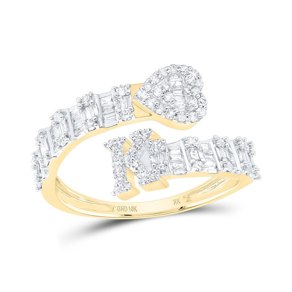 10K Yellow Gold Diamond Initial K Ring - 5/8 Carat Total Diamond Weight