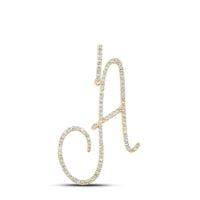 10K Yellow Gold Diamond Initial L Pendant - 1/2 Carat Total Diamond Weight