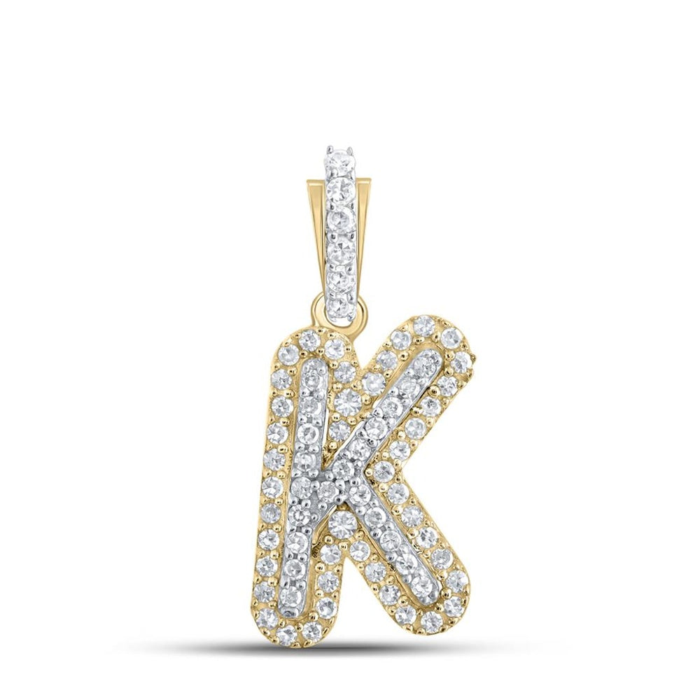 10K Yellow Gold Diamond Initial L Pendant - 1/5 Carat Total Diamond Weight