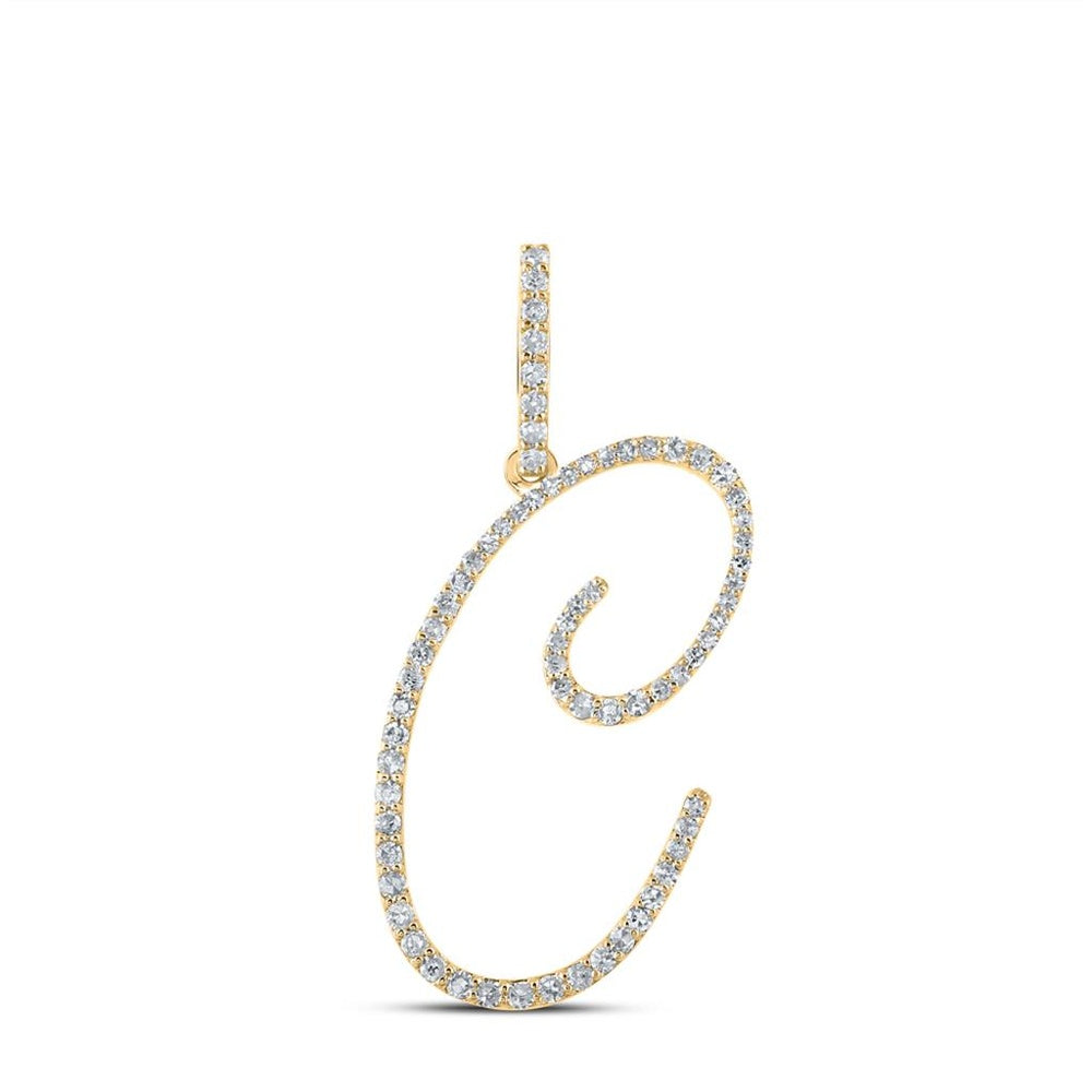 10K Yellow Gold Diamond Initial L Pendant - 3/8 Carat Total Diamond Weight