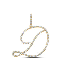 10K Yellow Gold Diamond Initial L Pendant - 5/8 Carat Total Diamond Weight