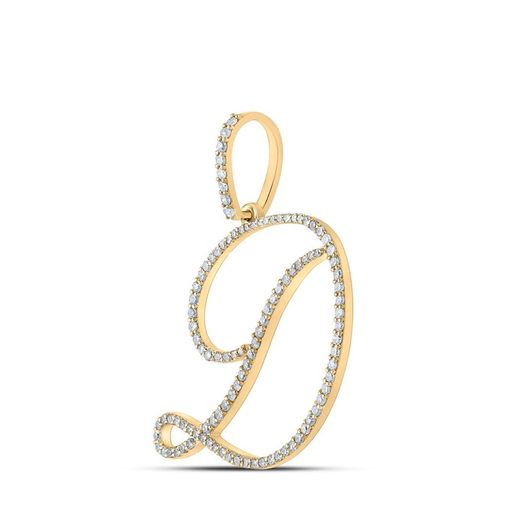 10K Yellow Gold Diamond Initial L Pendant - 5/8 Carat Total Diamond Weight