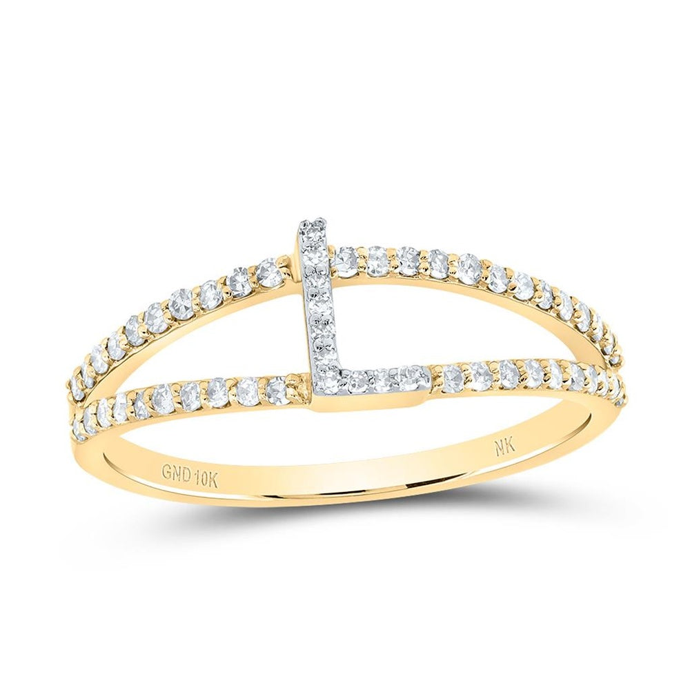 10K Yellow Gold Diamond Initial L Ring - 1/4 Carat Total Diamond Weight