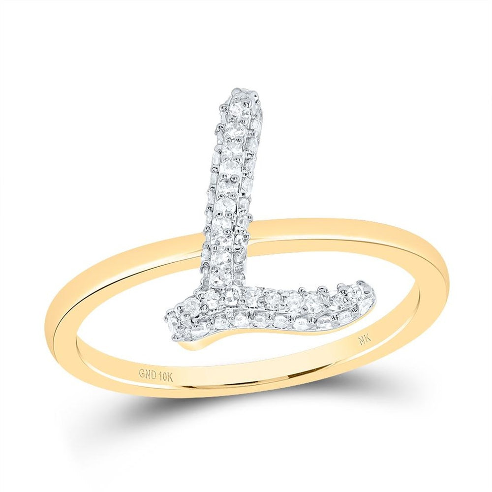 10K Yellow Gold Diamond Initial L Ring - 1/5 Carat Total Diamond Weight