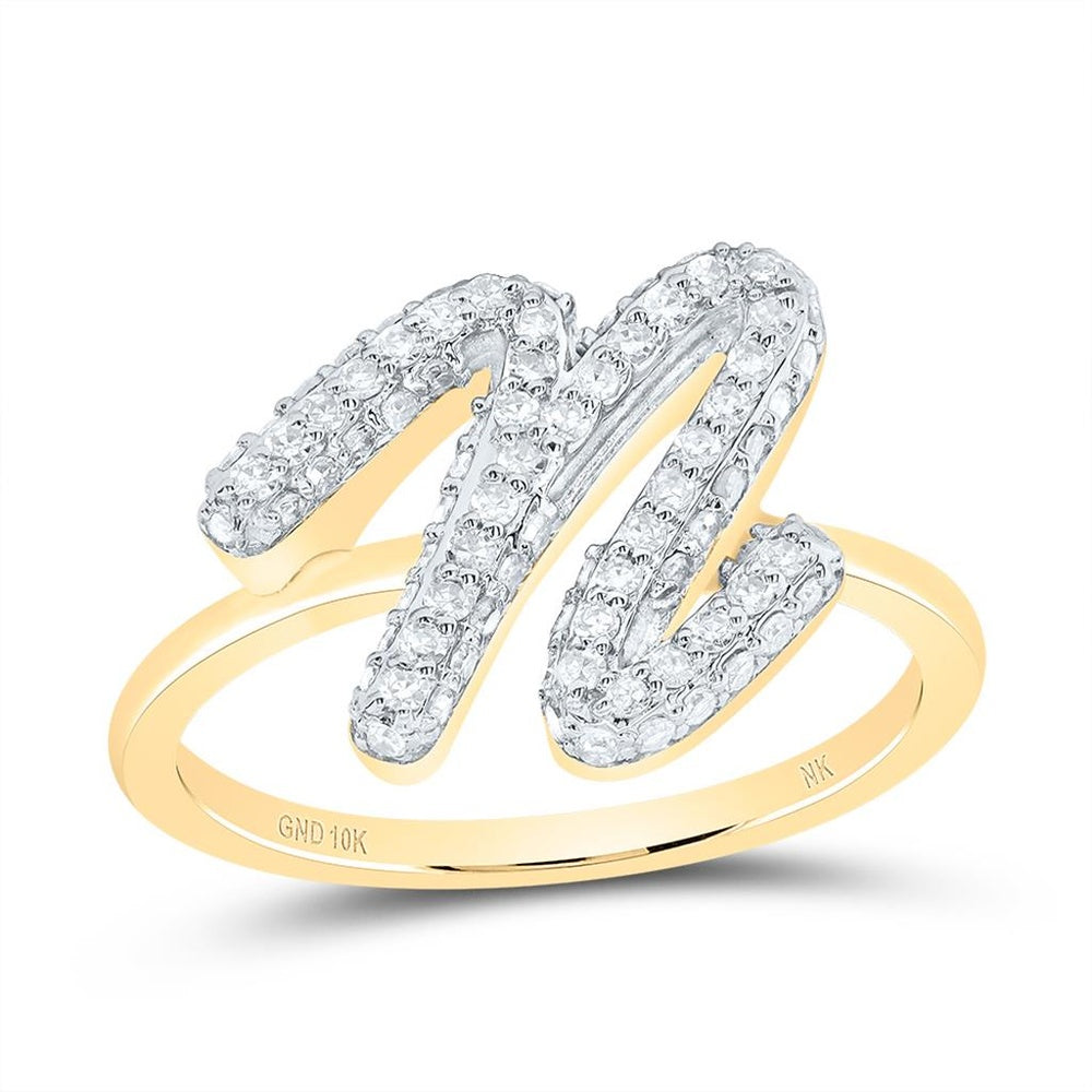 10K Yellow Gold Diamond Initial N Ring - 1/2 Carat Total Diamond Weight