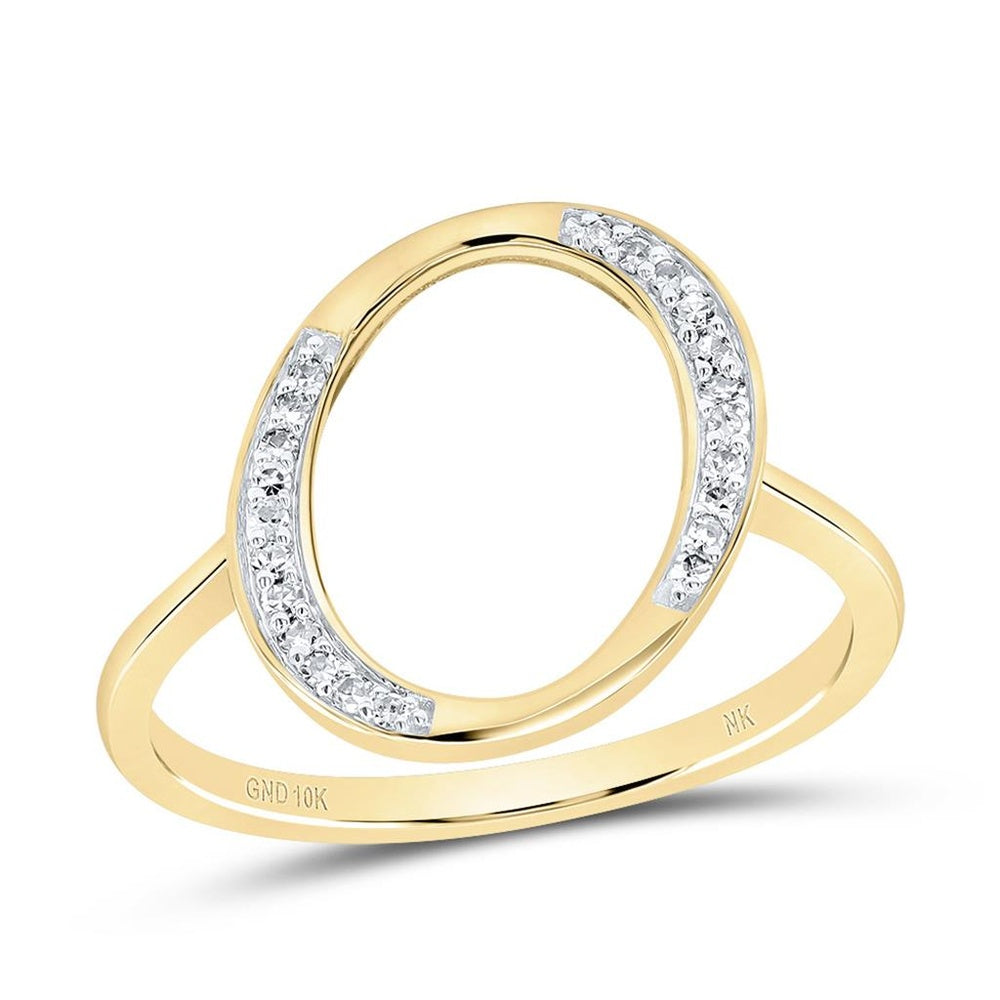 10K Yellow Gold Diamond Initial O Ring - 1/10 Carat Total Diamond Weight