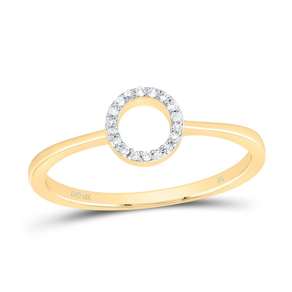 10K Yellow Gold Diamond Initial O Ring - 1/20 Carat Total Diamond Weight
