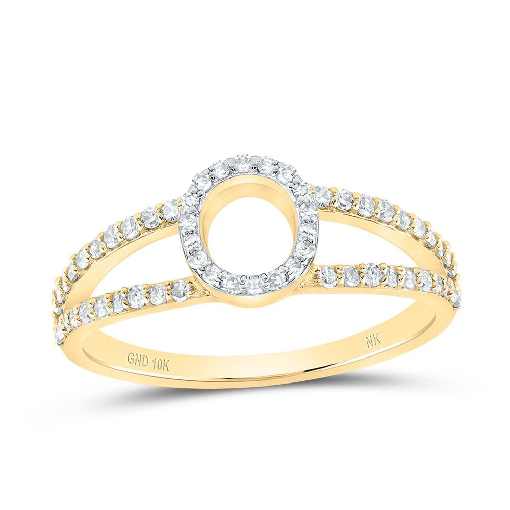 10K Yellow Gold Diamond Initial O Ring - 1/4 Carat Total Diamond Weight