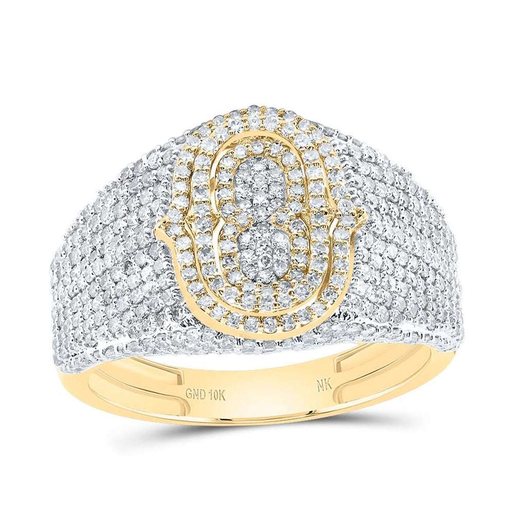10K Yellow Gold Diamond Initial O Ring - 1 5/8 Carat Total Diamond Weight
