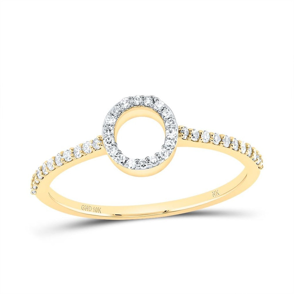10K Yellow Gold Diamond Initial O Ring - 1/7 Carat Total Diamond Weight