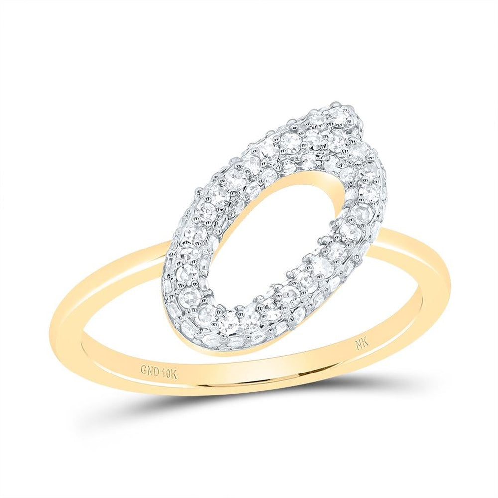 10K Yellow Gold Diamond Initial O Ring - 3/8 Carat Total Diamond Weight