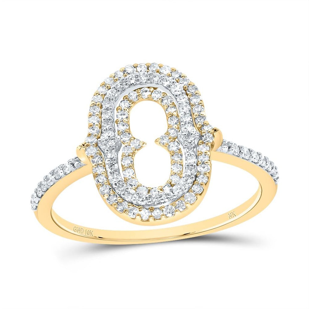 10K Yellow Gold Diamond Initial O Ring - 3/8 Carat Total Diamond Weight