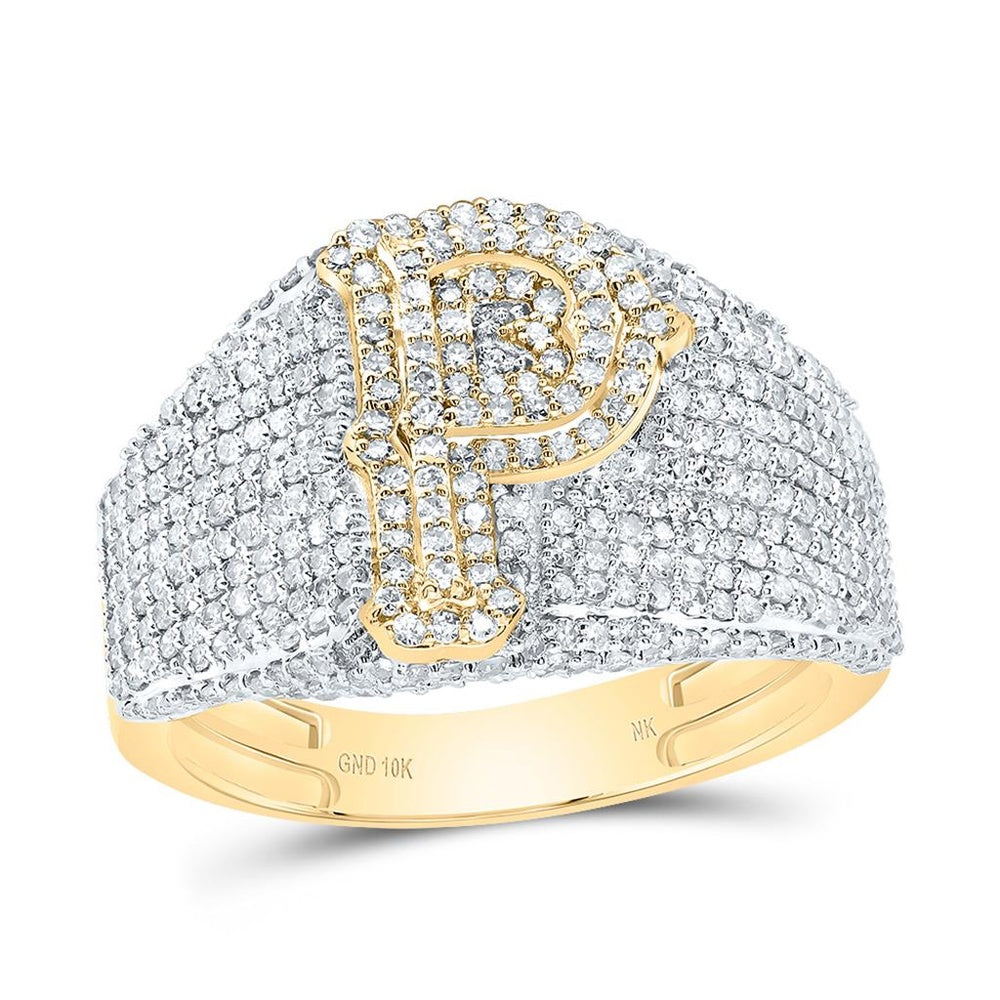 10K Yellow Gold Diamond Initial P Ring - 1 1/2 Carat Total Diamond Weight