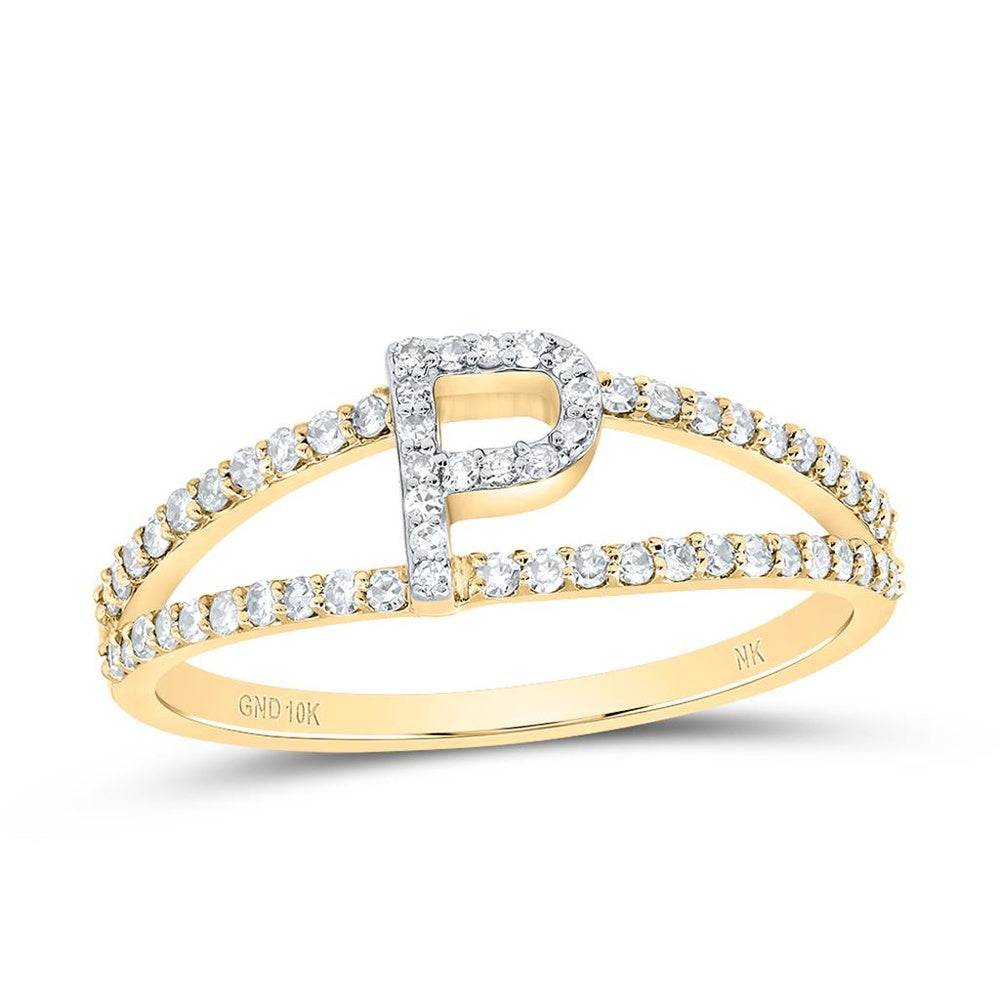 10K Yellow Gold Diamond Initial P Ring - 1/4 Carat Total Diamond Weight